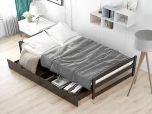 Twin size platform bed with two drawers espresso Pine 40.7''x 77.1''