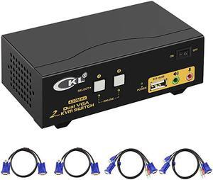 VGA KVM Switch 2 Port Dual Monitor Extended Display 822UA