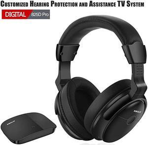 Hearing Protection Wireless TV Headphones Over Ear for Seniors Hard of Hearing 24GHz Wireless TV Hearing Aid Device with Extra Battery Support Optical RCA AUX 100 ft Range USB Charging