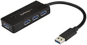 com 4 Port USB 30 Hub with Charge Port Small and Compact Powered Mini USB Port Expander w Multiple Ports ST4300MINIBlack