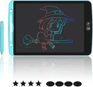 LCD Writing Tablet 12 inch Colorful FullPartial Dual Erase Mode Drawing Board Erasable Reusable Writing Pad Educational Writing Board with Lock Screen Function Best Birthday 12Blue