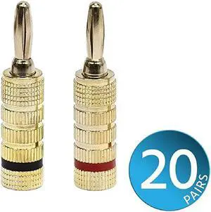 24k Gold Plated Speaker Banana Plugs Closed Screw Type 20 Pairs