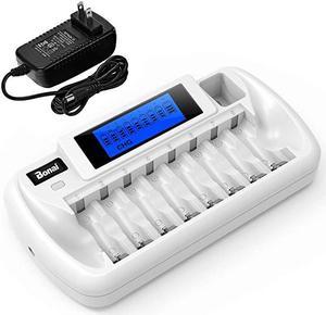8+1 Bay AA Battery Charger with LCD Display for Rechargeable AAAAA NiMHNiCd 9V Rechargeable Batteries
