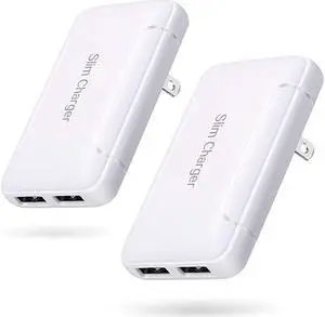 USB Wall Charger Foldable Charger Adapter  2Pack Dual Port Foldable Fast Charger Block Power Adapter Compatible for iPhone 11 ProMAXXXSXRXS Max876PlusiPadSamsung GalaxyWhite