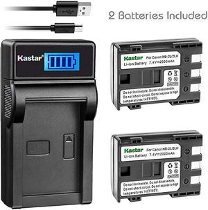 Battery X2 LCD Slim USB Charger for Canon NB2L NB2LH NB2L12 NB2L14 NB2L24 BP2L5 BP2LH and Canon EOS Digital Rebel XT Xti Cameras