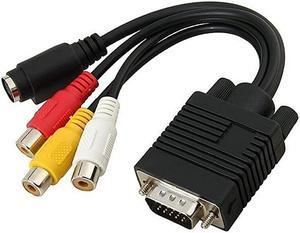 VGA to RCA Cable2 Pack VGA Male to SVideo 3 RCA Jack Female Composite AV TV Out Adapter Converter Video Cable for TV PC Computer AV Projector