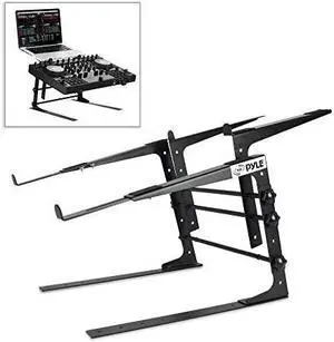 Portable Dual Laptop Stand Universal Standing Table with Adjustable Height Ergonomic Design AntiSlip Prongs for DJ Mixer Sound Equipment Workstation Gaming Home Use PLPTS38