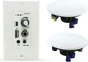 Home Audio Package Wall Mount Audio Control Amplifier Receiver System and HCS418 in Ceiling Bathroom Kitchen Living Room Speakers A Pair