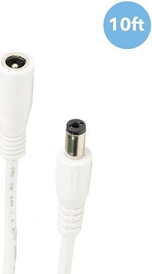 Universal 12V DC Power Extension Cable (20ft) for Power Supply/Adapter/Outdoor Security Cameras, Compatible with All CCTV/IP Camera Brands, 5.5mm DC Plug, 20 Feet, White (20FTEXTW-12V)