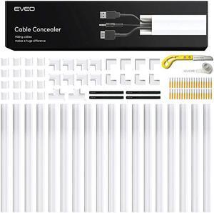 Cable Concealer on Wall Raceway Paintable Cord Cover for Wall Mounted TVs Cable Management Kit Including Connectors Adhesive Strips Connected to Raceway