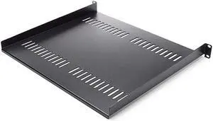 com 1U Vented Server Rack Cabinet Shelf 16in Deep Fixed Cantilever Tray Rackmount Shelf for 19 AVDataNetwork Equipment Enclosure with Cage Nuts Screws 44lbs capacity CABSHELF116V