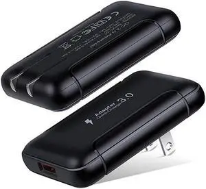 USB Wall Charger,  2 Pack 18W GaN Tech Slim Fast Charge 3.0 Port Fast Charging Block with Foldable Plug Compatible for Samsung Galaxy S10 S9 S8 Note 9, iPhone 11 Xs XR X, Tablet (Black)
