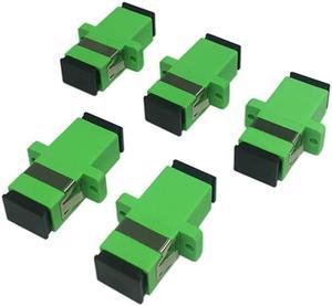 SC Singlemode Fiber Optic Adapter SC Female to SC Female APC Simplex Single Mode Fiber Optical Coupler Network Internet Connector Adapter with Mount Panel Green 5Pack