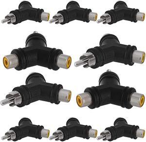 2 RCA Female Jack to 1 RCA Male Plug Split Adapter Y Type Coupler Connector RCA Audio Video 10 Pack
