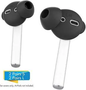 4 Pairs AirPods Ear Tips Silicone Earbuds CoverNot Fit in The Charging Case Compatible with Apple AirPodsAirPods 2 EarPods 2 Pair Large 2 Pairs Small Black