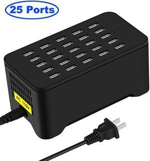 Ports USB Charger 1W A Desktop USB Charging Station with iSmart Multiple Port Compatible iPhone Xs Max XR X 8 7 Plus iPad Pro Air Mini Galaxy S9 S8 S7 Edge Tablet and More Black