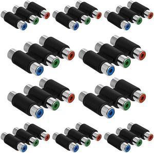 3RCA Jacks Coupler Jointer RGB Female 3RCA Adapter Extension AV Audio Video FF Cable Connector 10 Pack