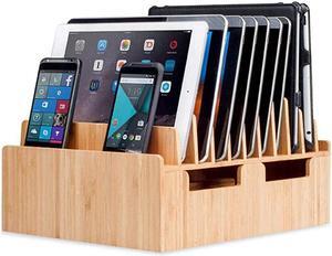 Bamboo 10Port Charging Station amp Docking Organizer for Smartphones amp Tablets FamilySized for use in Corporate Offices amp Classrooms