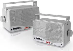 Outdoor Waterproof Wireless Bluetooth Speaker 35 Inch Pair 3way Active Passive Weatherproof Wall Ceiling Mount Dual Speakers System w Heavy Duty Grill Patio Indoor Use  PDWR42WBT White