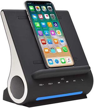 Dockall D100 Qi Wireless Charger Bluetooth Premium Speakers Docking Station with Built in Mic Handsfree call 3 in 1 Station for iPhone and Samsung phone