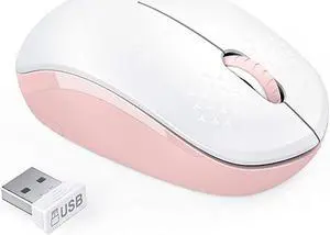 Wireless Mouse 24G Noiseless Mouse with USB Receiver  Portable Computer Mice for PC Tablet Laptop Notebook Pink White