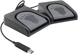 Upgraded USB Double Pedal Assembly 2 Foot Switch Control 2 Key Button Footswitch Program Video Game Customized PC Keyboard Mouse Multimedia Action HID Black