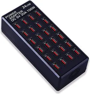 100 watt (20 A) USB charging station, Home desktop USB fast charger, Multiple USB desktop chargers, Suitable for hotels, shops, Schools, Shopping malls and travel (UL certification)