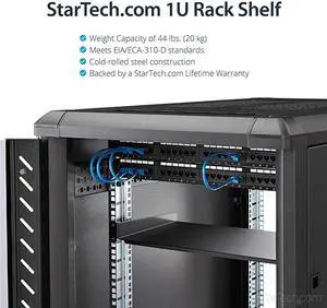 com 1U Fixed Server Rack Mount Shelf 10in Deep Steel Universal Cantilever Tray for 19 AVNetwork Equipment Rack 44lbs CABSHELF1U10