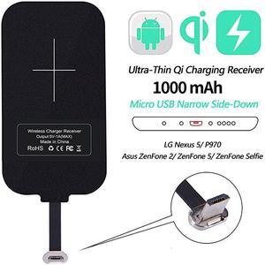 Qi Receiver Micro USB Narrow Side Down Thin Wireless Charging Receiver Micro USB Wireless Charger Receiver for LG Nexus 5P970ZenFone 25 and Other Micro USB Android Cell Phones