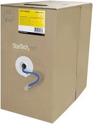 com 1000 ft Bulk Cat 5e Ethernet Cable Stranded Blue Bulk Ethernet Cable Blue Cat 5 Wire 1000ft WIRRJ45BLRL