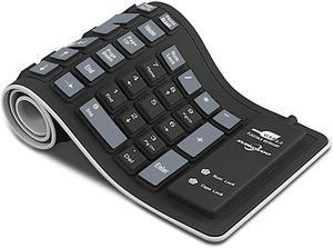 Foldable Silicone Keyboard USB Wired Waterproof Rollup Keyboard for PC Notebook Laptop Black+Grey