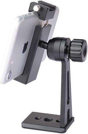 Phone Tripod Mount Adapter with Cold Shoe  Smartphone Tripod Holder Clip Metal 360 degree Rotation Vertical Cell Phone Bracket Compatible with iPhone Samsung Galaxy Huawei LG Google C10