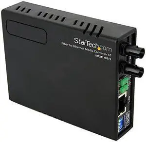 com 10100 Mbps Ethernet to Fiber Optic Media Converter ST Multimode 1310nm 2km FullHalf Duplex MCM110ST2 Black