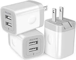 3Pack Fast Charging Cubes, Foldable Dual Port Charger Block,  Fast USB Plug Power Adapter Fold up Box Base Brick for iPhone XR/XS Max/X iPad Samsung Galaxy Tablet Kindle Fire LG Pixel Xbox Blu