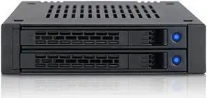 Dual 2 x 2.5 HDD/SSD Drive Removable Mobile Rack Cage Sled Caddy for External 3.5” Bay. Comparable to Tray-Less Design - ExpressCage MB742SP-B