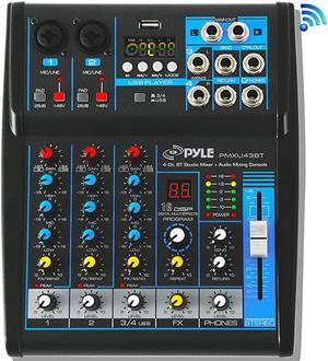 Professional Audio Mixer Sound Board Console System Interface 4 Channel Digital USB Bluetooth MP3 Computer Input 48V Phantom Power Stereo DJ Studio Streaming FX 16Bit DSP processor PMXU43BT Black