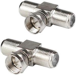 RG6 Coax Cable Splitter Combiner Adapter Connecter for TV Video Antenna Cable Satellite 2 Pack 3Way Male to 2 Female