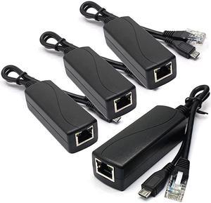 4Pack Active 5V 24A PoE Splitter Adapter IEEE 8023af Compliant Micro USB 48V to 5V24A for Tablets Dropcam or Raspberry Pi IPC IP Camera and More