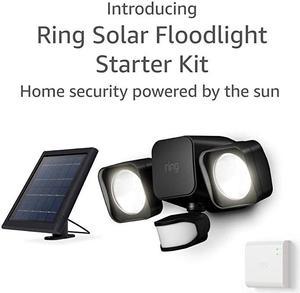 Solar Floodlight Outdoor MotionSensor Security Light Black Starter Kit