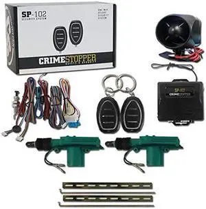 SP102 1Way Car Alarm System with 2 Remotes Keyless Entry + Universal Door Lock Actuator 2 Wire