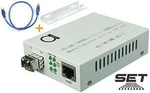 LC 850 nm Gigabit Fiber Media Converter Includes SFP 550 m 034 Miles LC to UTP Cat5e Cat6 101001000 RJ45 Auto Sensing Gigabit or Fast Ethernet Speed Jumbo Frame LLF Support