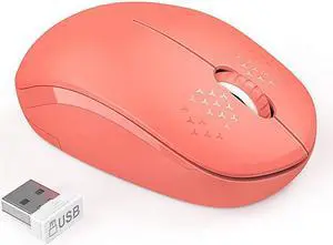 Wireless Mouse 24G Noiseless Mouse with USB Receiver  Portable Computer Mice for PC Tablet Laptop Notebook Living Coral