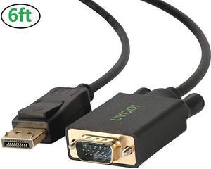 to VGA Cable 6FT, DisplayPort DP to VGA Male Adapter Cord Gold-Plated Compatible for Dell, HP Lenovo, ASUS and More - Black