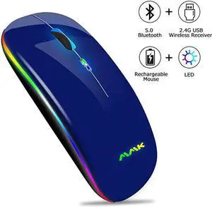 Mouse DualMode Slim Rechargeable Wireless Mouse50+24G Receiver1600DPI Portable Mouse for MacBookLaptops Windows 8Windows10Mac OS X 1010iPad OS 13 or Later