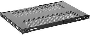 com 1U Adjustable Vented Server Rack Mount Shelf - 250lbs - 19.5 to 38in Deep Universal Tray for 19" AV/ Network Equipment Rack (ADJSHELFHDV),Black