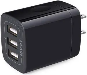 Wall Charger Plug USB Charger Cube  31A 3Muti Port USB Adapter Power Plug Charging Station Box Black Base Replacement for iPhone 11 Pro MaxX8 Samsung Phones and More USB Charging Block
