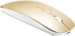 Rechargeable Bluetooth Mouse for MacBook pro/MacBook air/iPad/Laptop/iMac Wireless Mouse for MacBook pro MacBook Air/iMac/Laptop/Notebook/pc (BT/Gold)