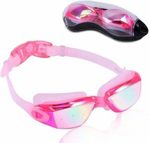 Goggles for Men Women Teens, Anti-Fog UV-Protection Leak-Proof(Pink Mirrored Colorful)