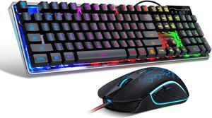 Gaming Keyboard and Mouse Combo, MageGee K1 LED Rainbow Backlit Keyboard with 104 Key Computer PC Gaming Keyboard for PC/Laptop(Black)
