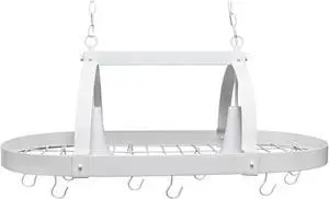 Elegant Designs White 2 Light Kitchen Pot Rack with Downlights